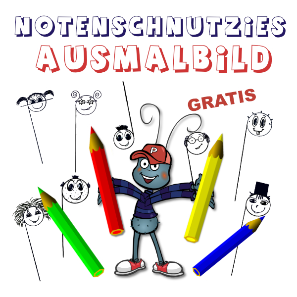 Ausmalbild Notenschnutzies Bassnoten