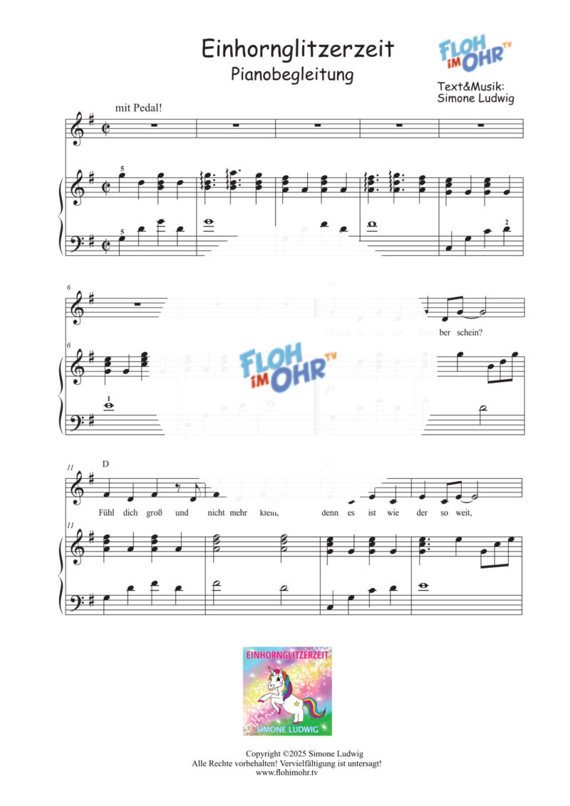 Einhornglitzerzeit Pianobegleitung – Bild 2