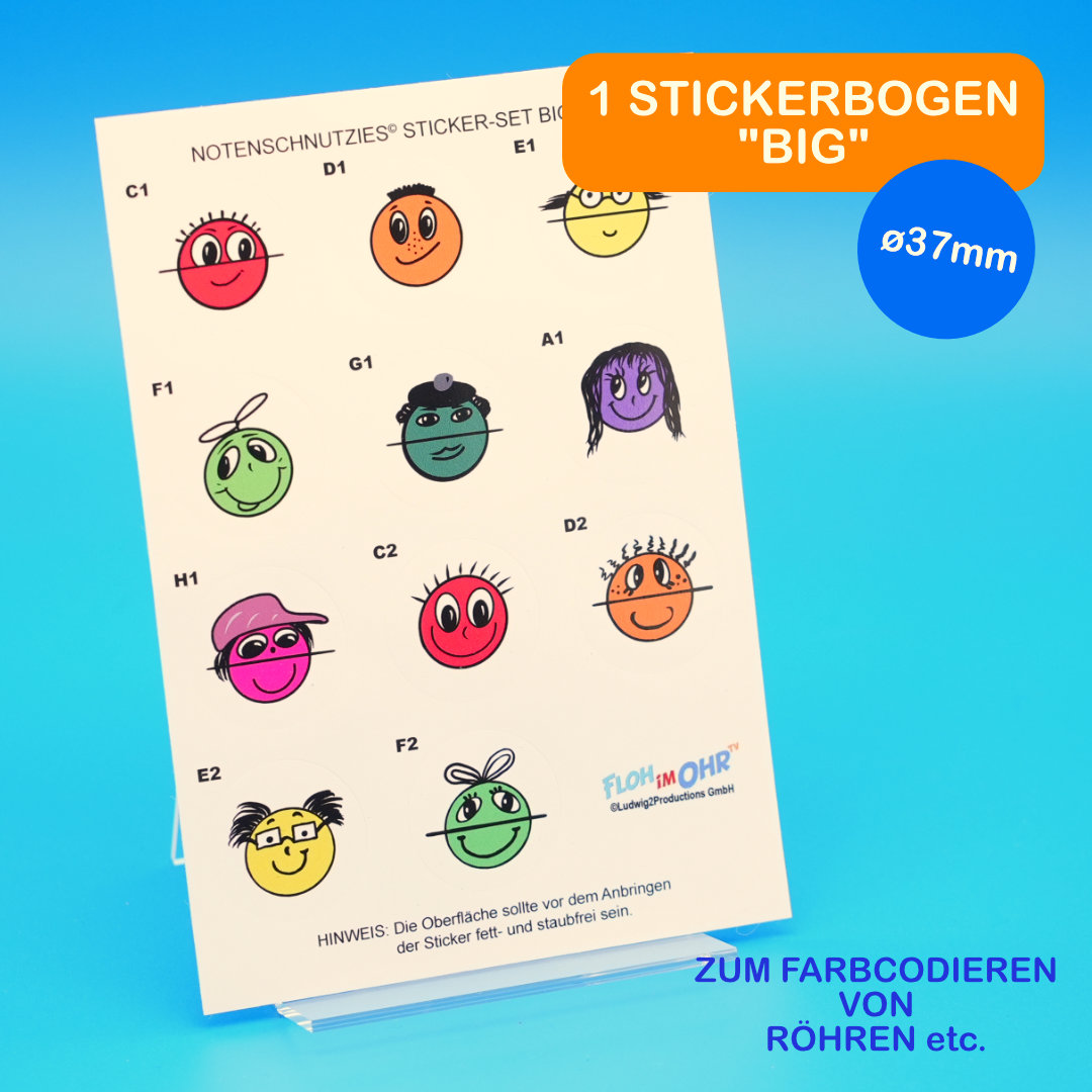 Notenschnutzies Stickerbogen BIG für bunte Röhren