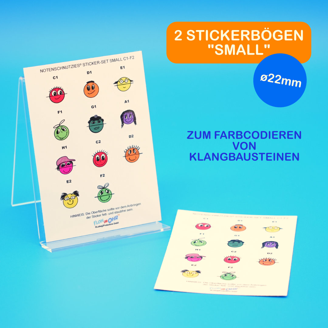 Stickerbogen Notenschnutzies für Klangbausteine