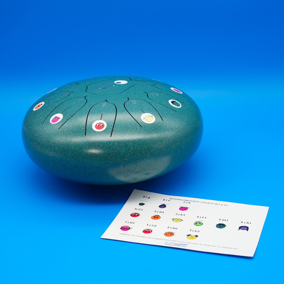 Zungentrommel mit 11 Zungen mit Notenschnutzies All Star Sticker beklebt