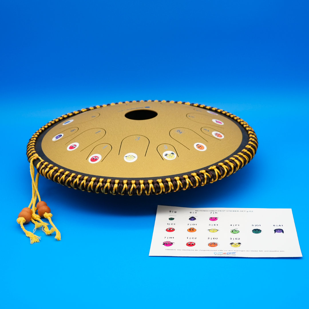Zungentrommel mit 14 Zungen mit Notenschnutzies All Star Sticker beklebt