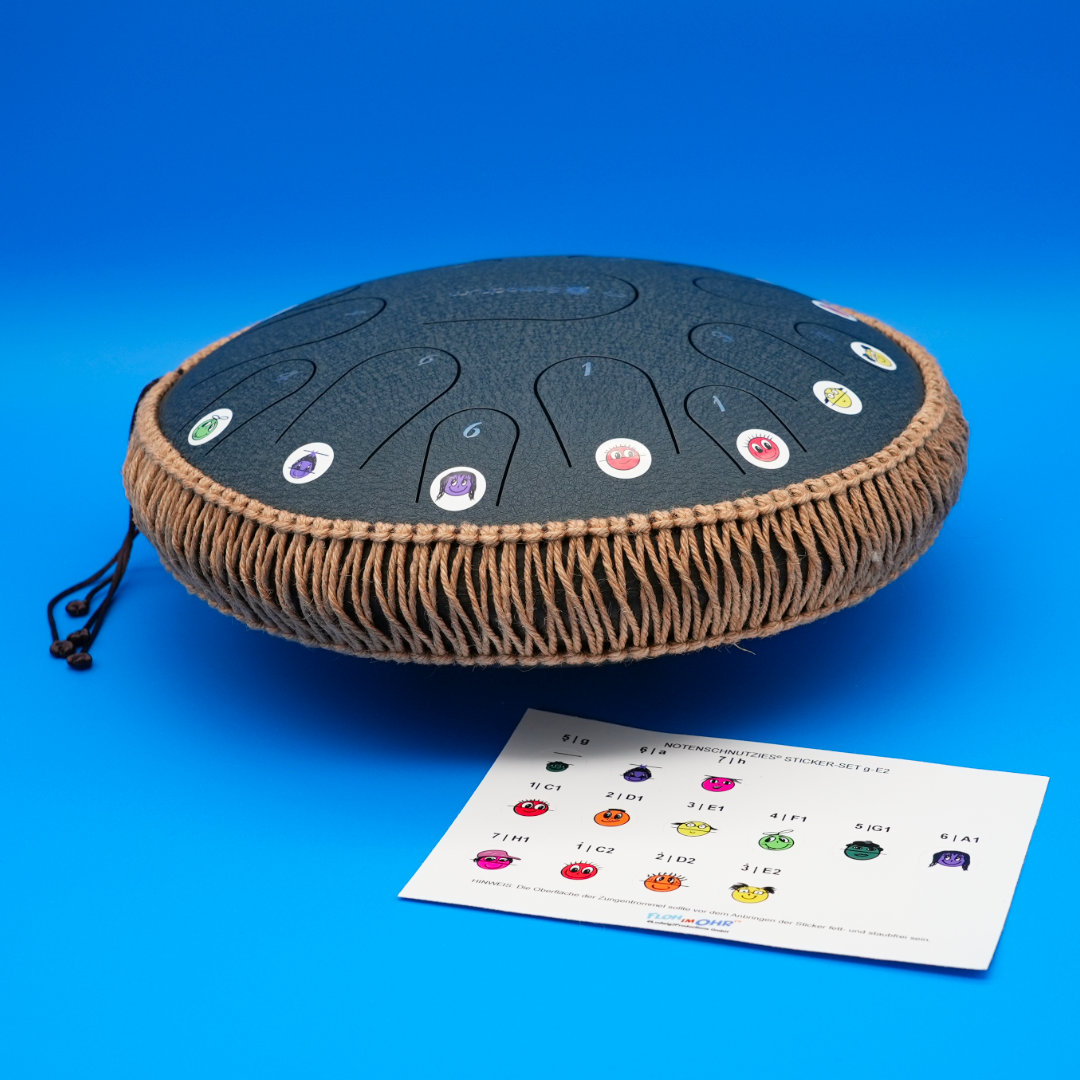 Zungentrommel mit 15 Zungen mit Notenschnutzies All Star Sticker beklebt
