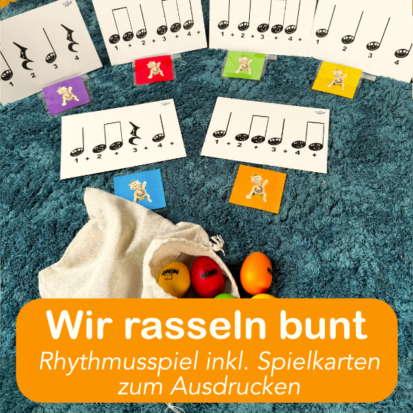 Wir rasseln bunt Rhythmusspiel inkl. Spielkarten zum Ausdrucken
